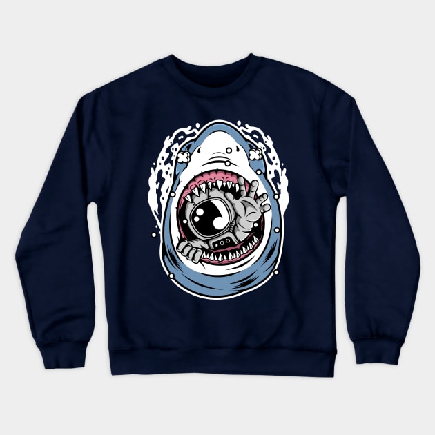 astronaut shark Crewneck Sweatshirt by Mako Design 